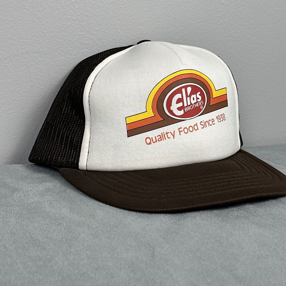 Vintage Elias Brothers Big Boy Mesh Trucker Snap Back Cap Hat Brown Retro 1 Size